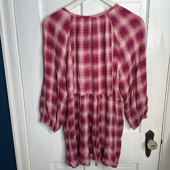 Anthropologie Mauve Red Plaid Billowy Cottagecore Blouse Top W-989 Size Large - Picture 6 of 9